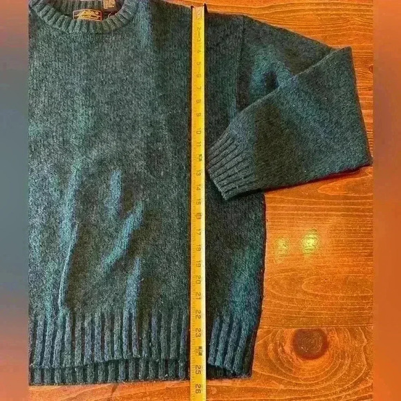 Green Vintage Eddie Bauer Wool Blend 80s Large Wool Marled Green Sweater Size L - Picture 7 of 10
